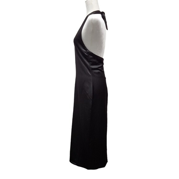 New! Jason Wu Black Satin Deep U Neck Halter Midi Dress, S - Picture 5 of 11